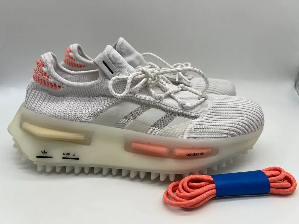 Adidas Women's NMD S1 Low Shoes Coral White HQ4465 Size 8 NWT.